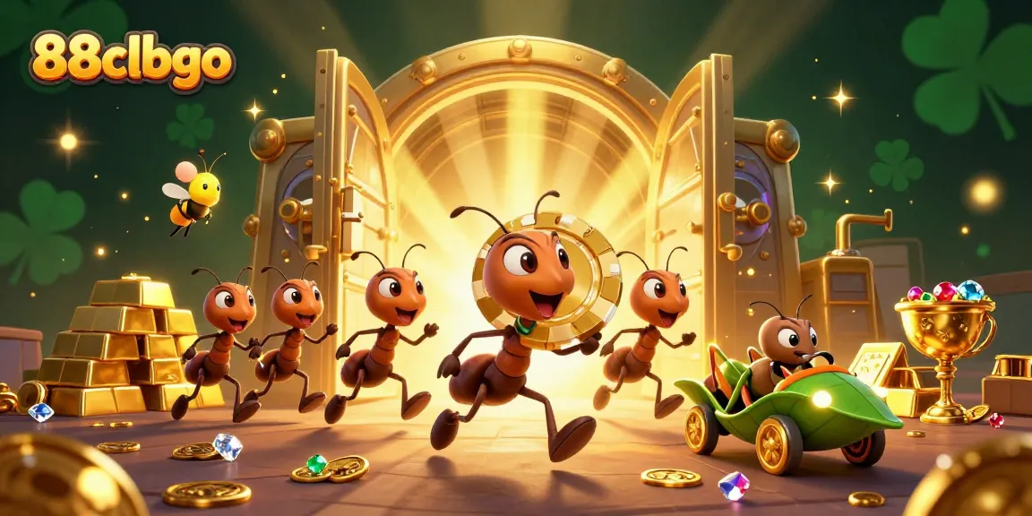 Engage in exciting gameplay at 88clbgo while a team of ants steals a massive golden poker chip in an animated adventure.