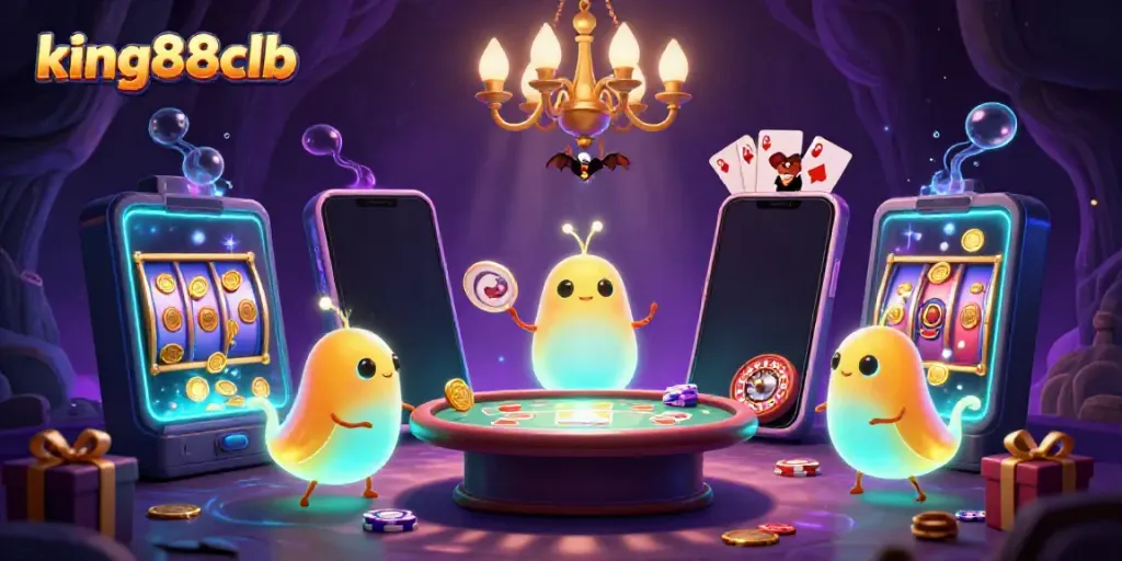 Experience thrilling betting at king88clb with glowworms lighting up a vibrant casino scene.