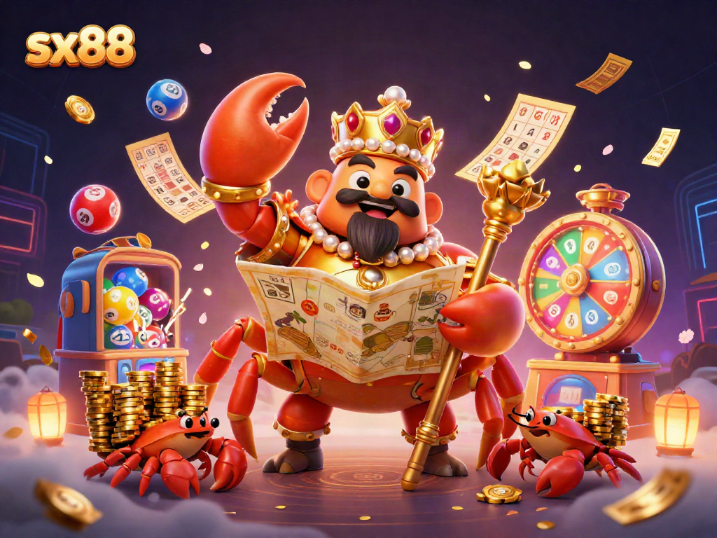 Engage in gaming strategies with sx88 featuring a royal crab emperor and dynamic lottery elements.