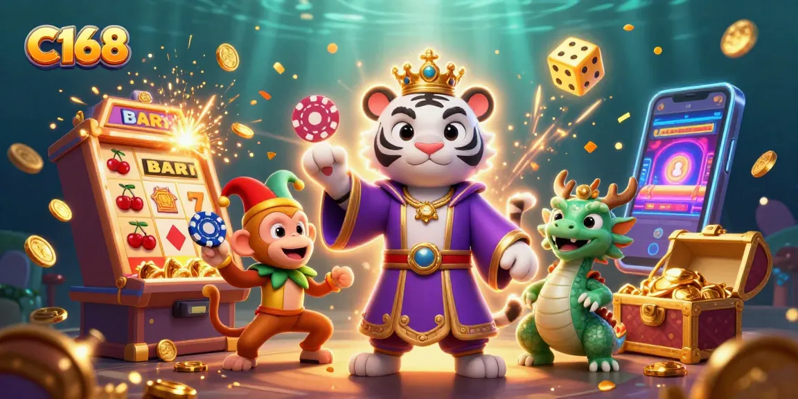 C168 players enjoying vibrant casino atmosphere with joyful characters and immersive game elements.