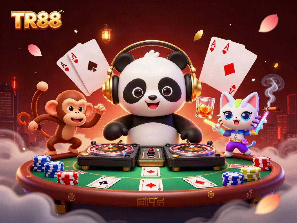 Experience thrilling gaming action at TR88 with vibrant characters and dynamic casino elements.