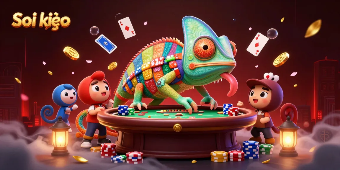Engage in Soi kèo action with a vibrant 3D casino scene showcasing players and games.