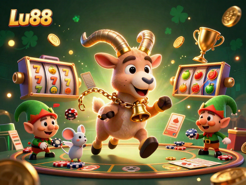 Experience thrilling action at Lu88's vibrant casino with festive characters stealing the show.