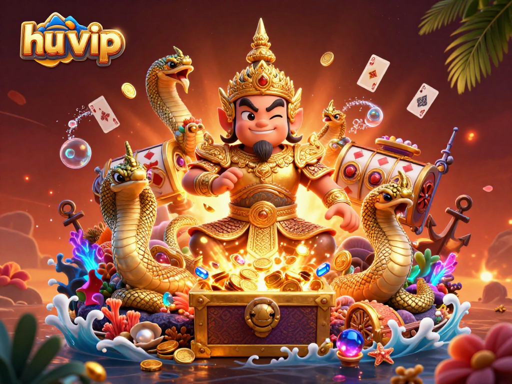 Join the action at hu vip with an exciting underwater treasure hunt scene full of casino elements.