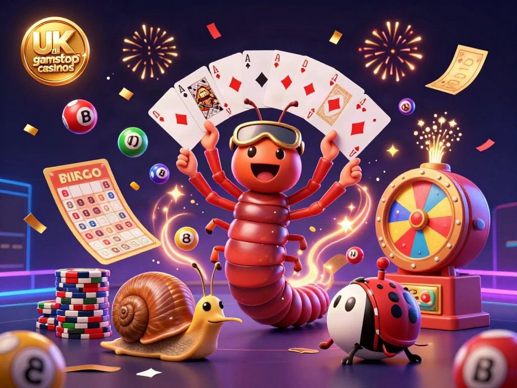 Engaging scene showcasing UK non gamstop casinos with vibrant characters and gambling elements.