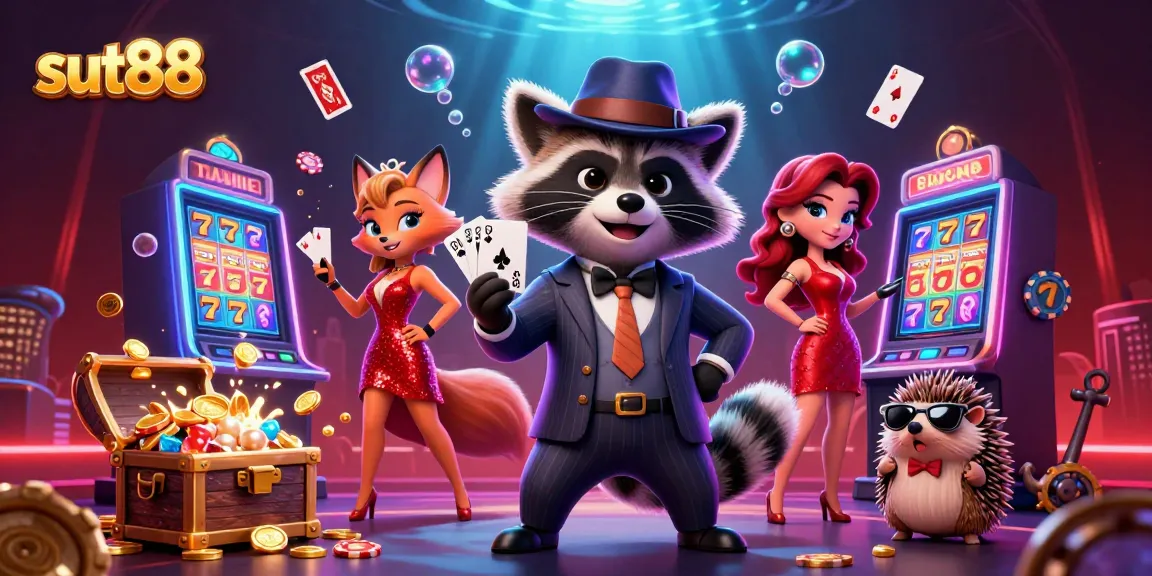 Sut88 showcases a lively casino scene with engaging characters and dynamic gaming elements.