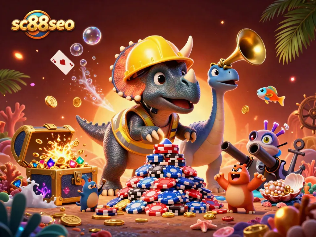 Experience the thrill of sc88seo with a vibrant 3D casino scene featuring dynamic characters celebrating while winning!