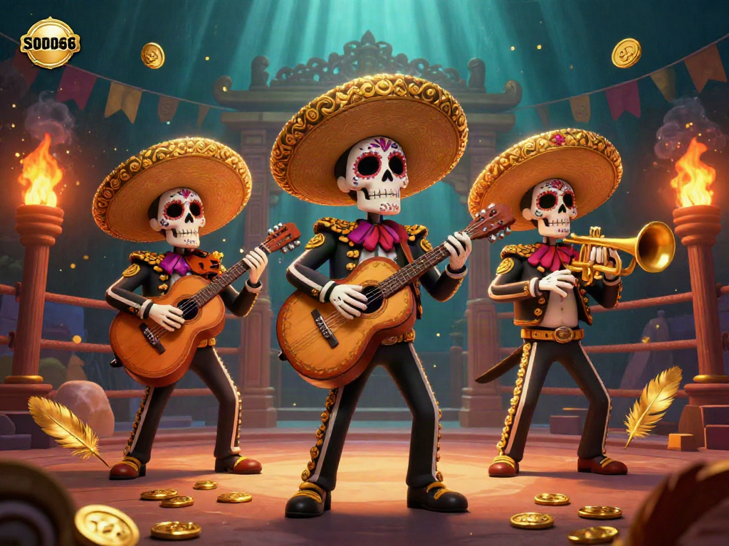 Engage in thrilling gameplay with SODO66, featuring a vibrant mariachi band amidst a dynamic gambling scene.
