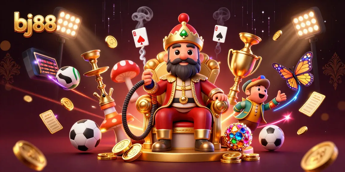 Place bets and win at bj88 with exciting sports and casino elements in a vibrant 3D illustration.