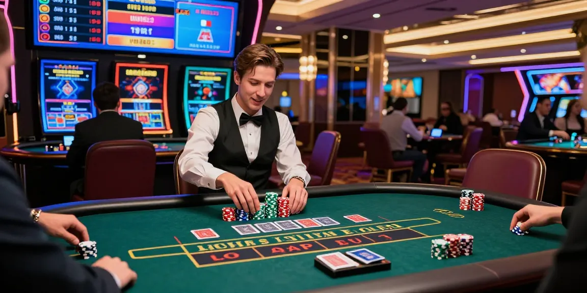 Exciting online baccarat game at https://f1686s.com/ with vibrant casino atmosphere and colorful chips.