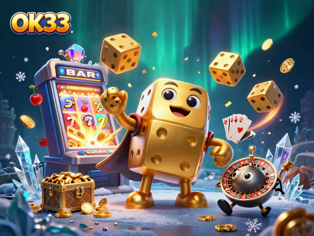 Roll the dice and win big with OK33 at this vibrant casino scene full of excitement and rewards!