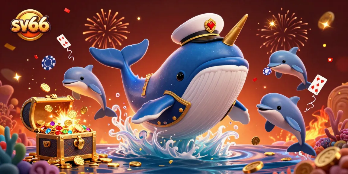 sv66 engages players with a vibrant casino scene featuring cartoon characters enjoying games and treasures.