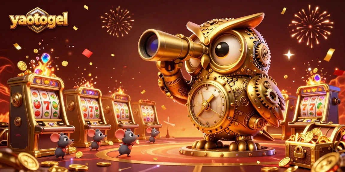 Experience the thrill of yaotogel with a vibrant casino scene filled with gold coins and colorful slot games.
