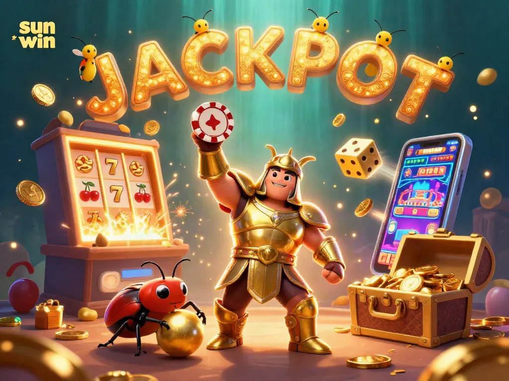 Experience thrilling wins with sun win as the hercules beetle triumphs in a vibrant casino scene.