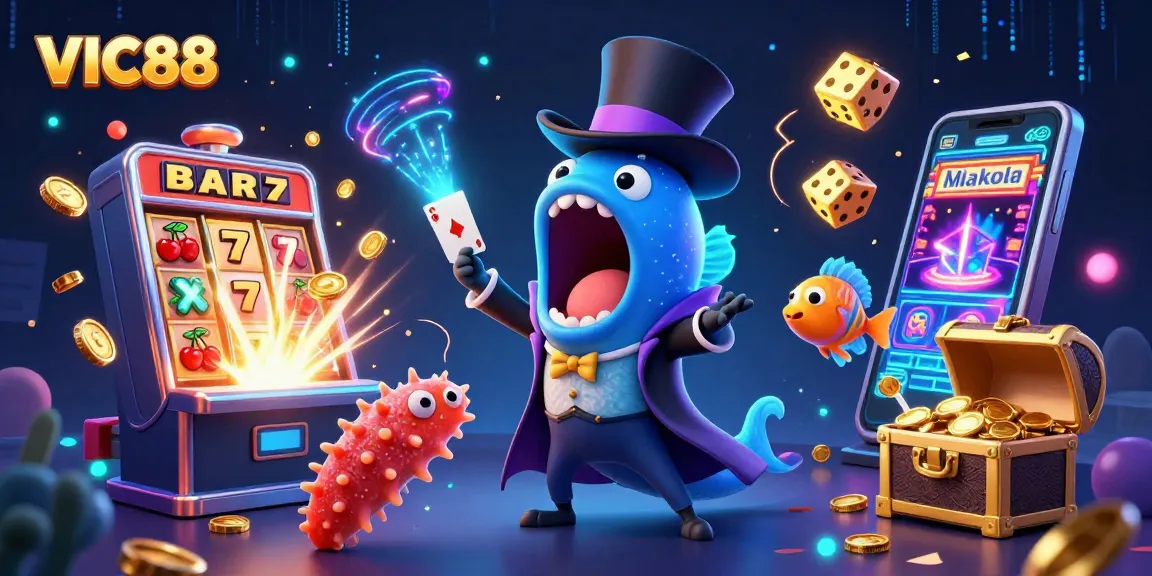 VIC88 showcases a vibrant underwater casino scene filled with excitement and winnings.