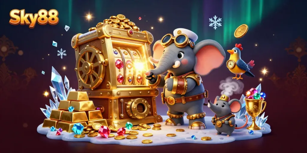 Experience thrilling gameplay at Sky88 with captivating casino elements and vibrant characters.