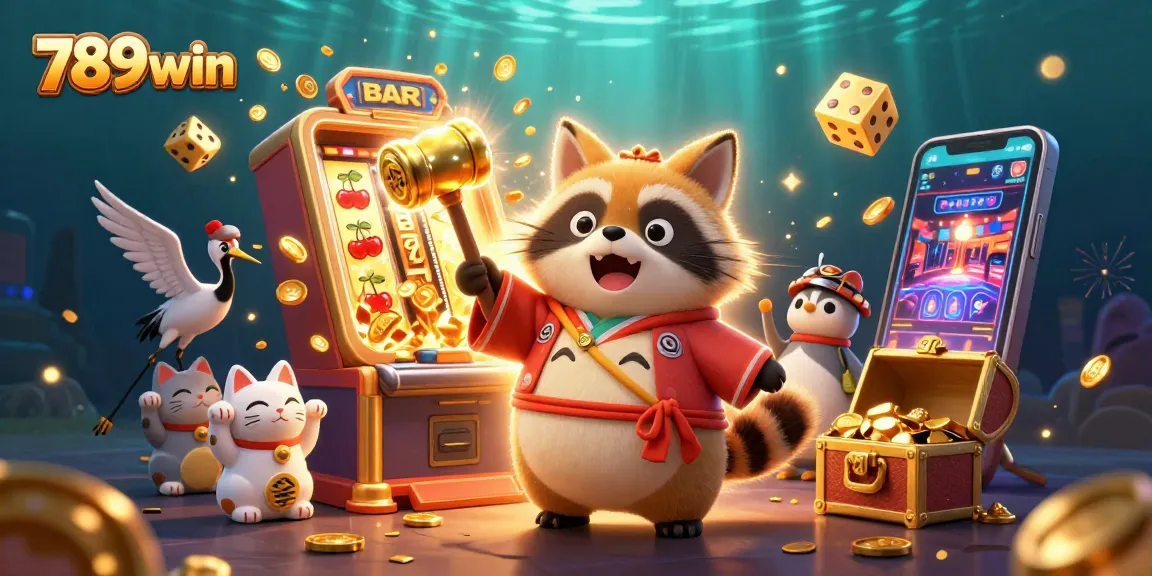 Experience the fun with 789win as lucky characters celebrate casino wins in a 3D scene.