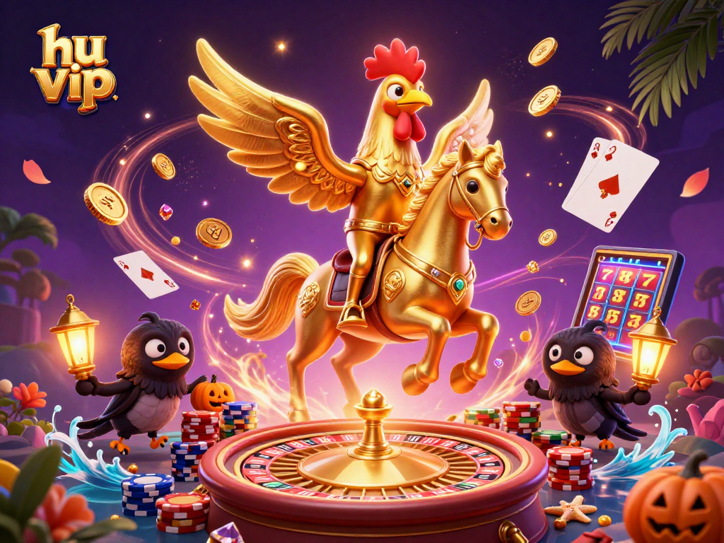Experience the thrill of hu vip with a captivating 3D casino scene featuring magical characters and vibrant gaming elements.
