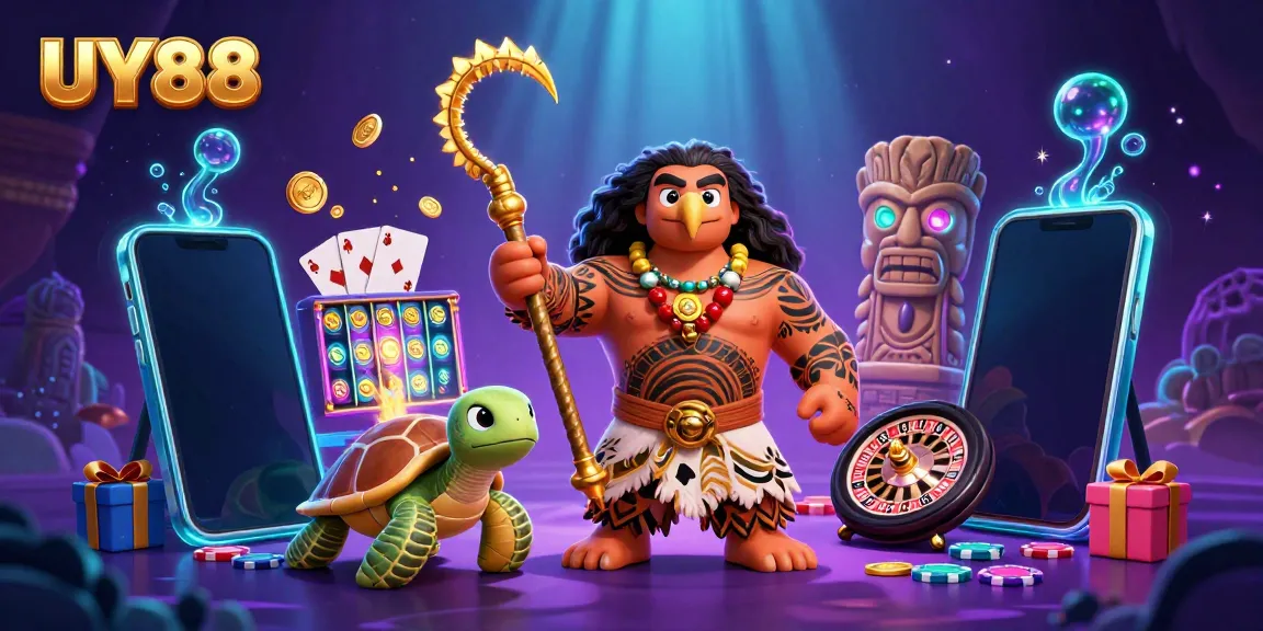 Engage with the thrilling world of UY88 casino gaming featuring a dynamic demigod hawk and a turtle.