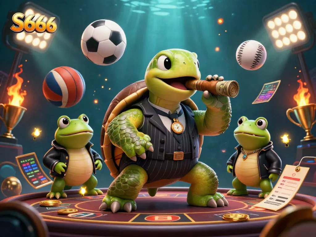 S666 offers a vibrant casino experience with unique characters and thrilling game elements in a dynamic 3D scene.