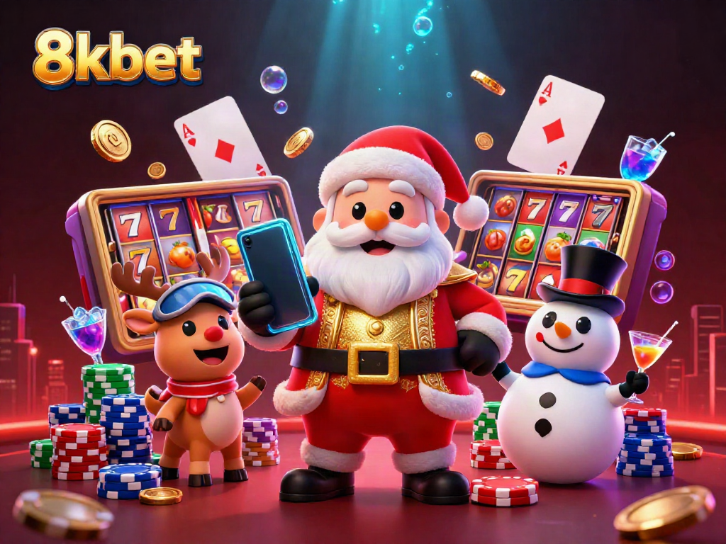 Experience thrilling gameplay at 8kbet with vibrant scenes filled with jackpot slots and casino fun.