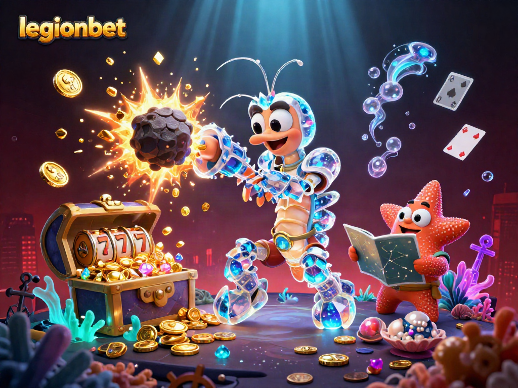 Engage with exciting gameplay at legionbet casino featuring vibrant illustrations of gaming elements.