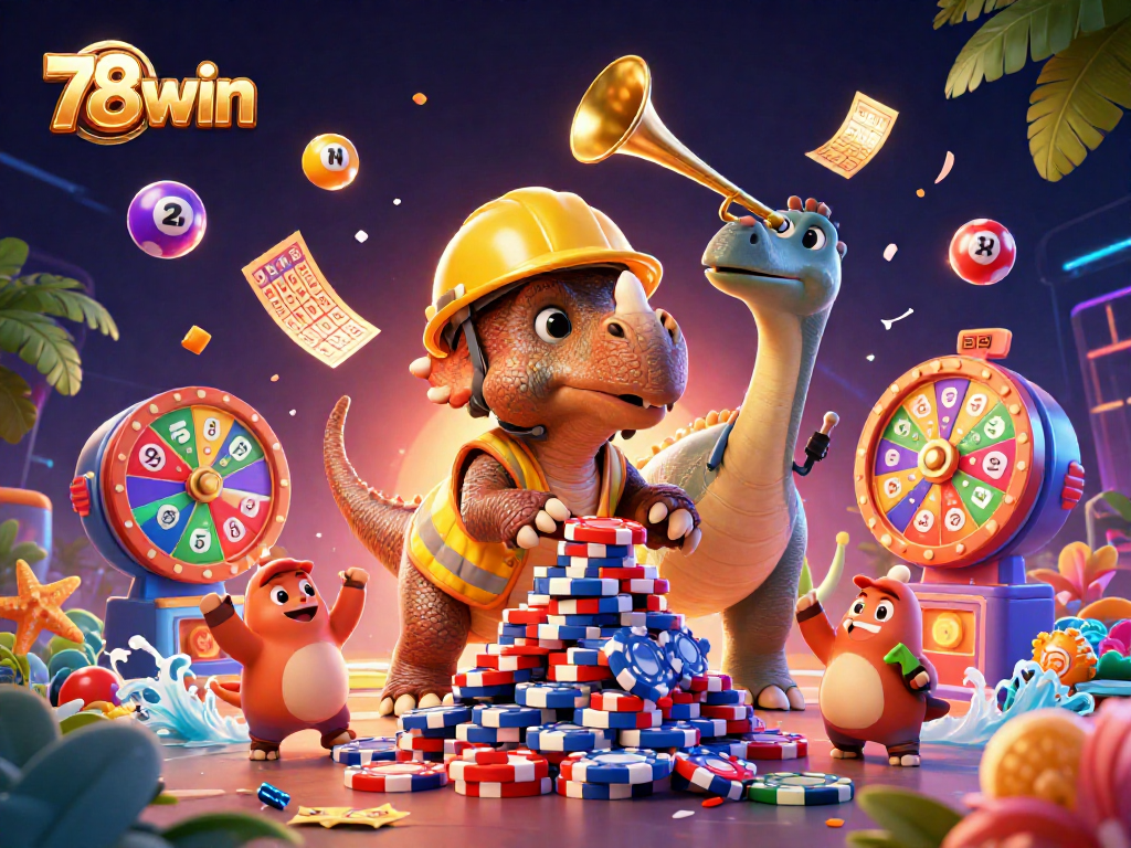 Experience the excitement of winning with 78win's vibrant gambling celebration scene.