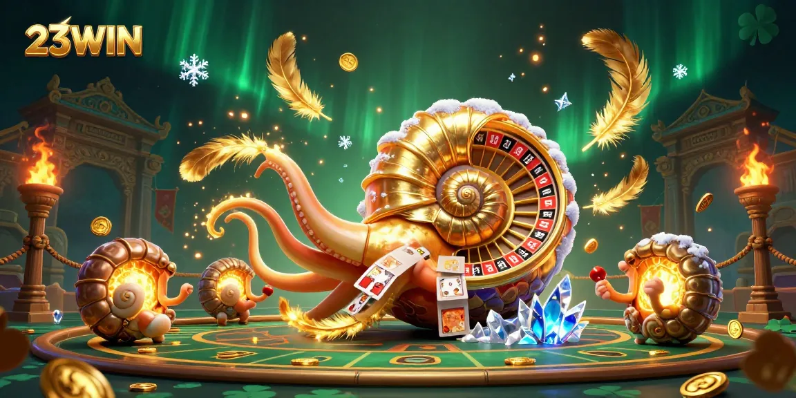 Engage with exciting games at 23WIN, featuring a unique nautilus roulette wheel and dynamic casino elements.