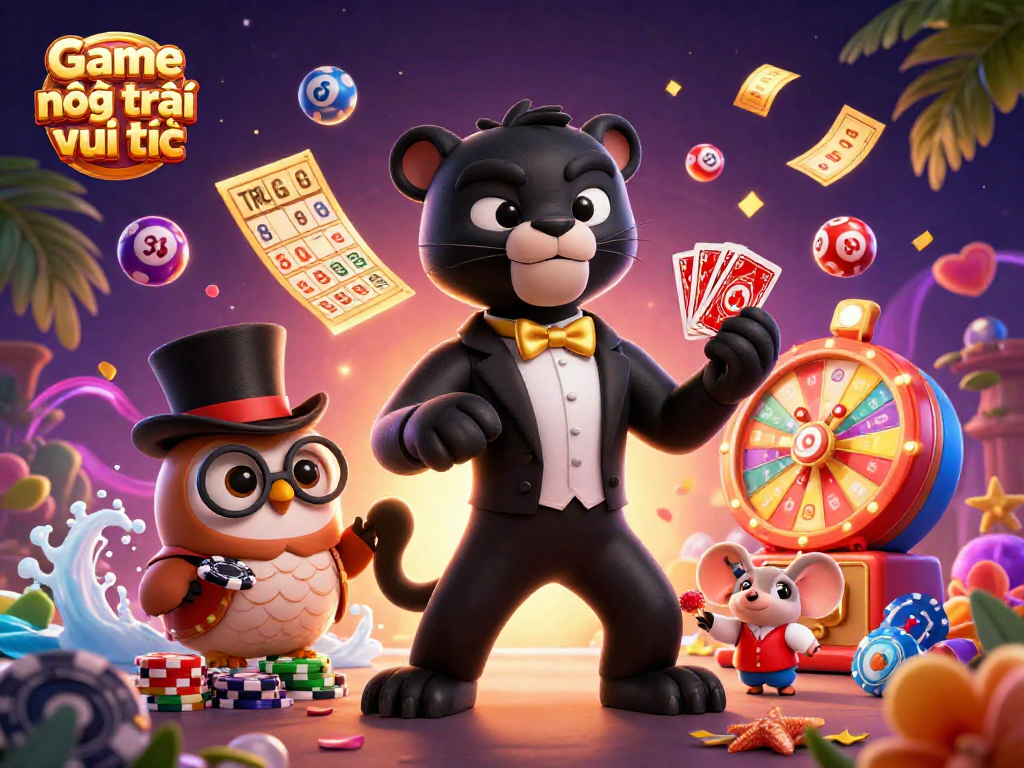 Experience thrilling excitement with Game nông trại vui vẻ characters in a vibrant, dynamic casino scene.