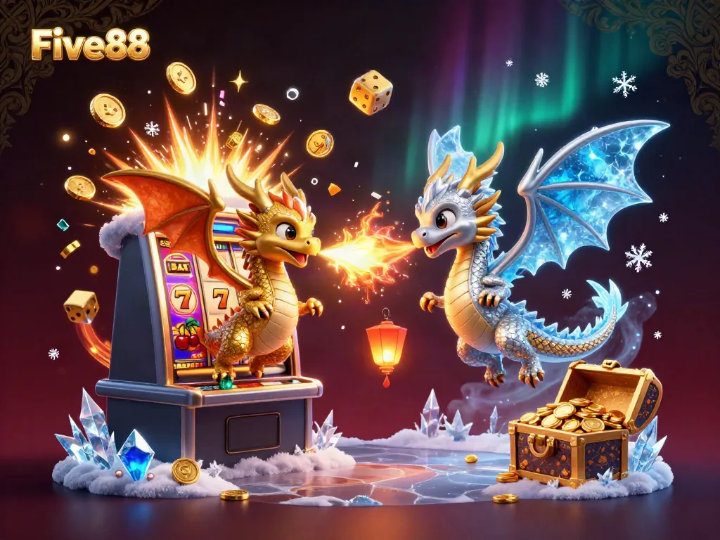 Engage with Five88's exciting gaming world featuring dynamic dragons amidst a jackpot explosion.
