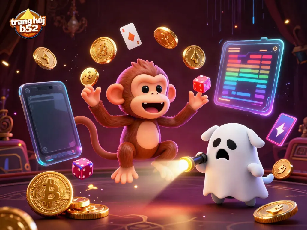 Engage with the thrilling world of trang chủ b52 as a poltergeist monkey juggles golden rewards in a lively casino.