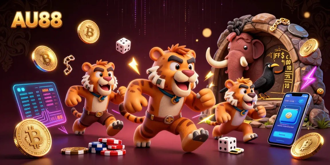 Join the action at AU88 with a lively prehistoric casino featuring unique characters and vibrant gaming elements.
