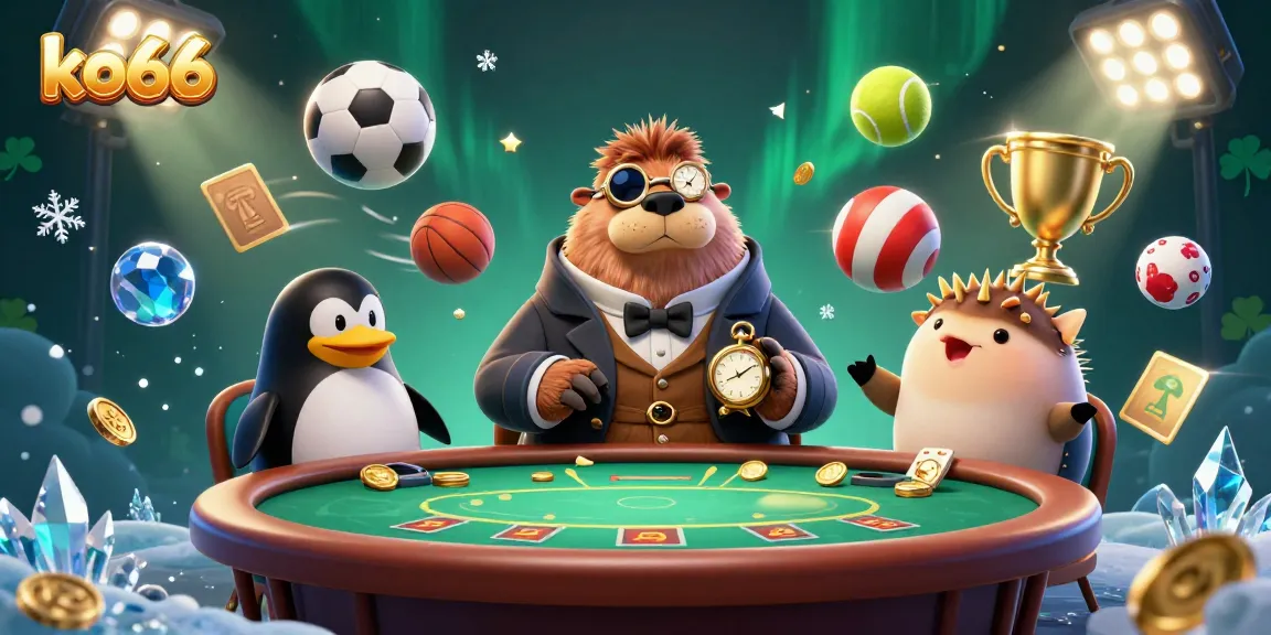 Engage in lively poker action with ko66 as a jolly walrus and friends enjoy an underwater casino scene.