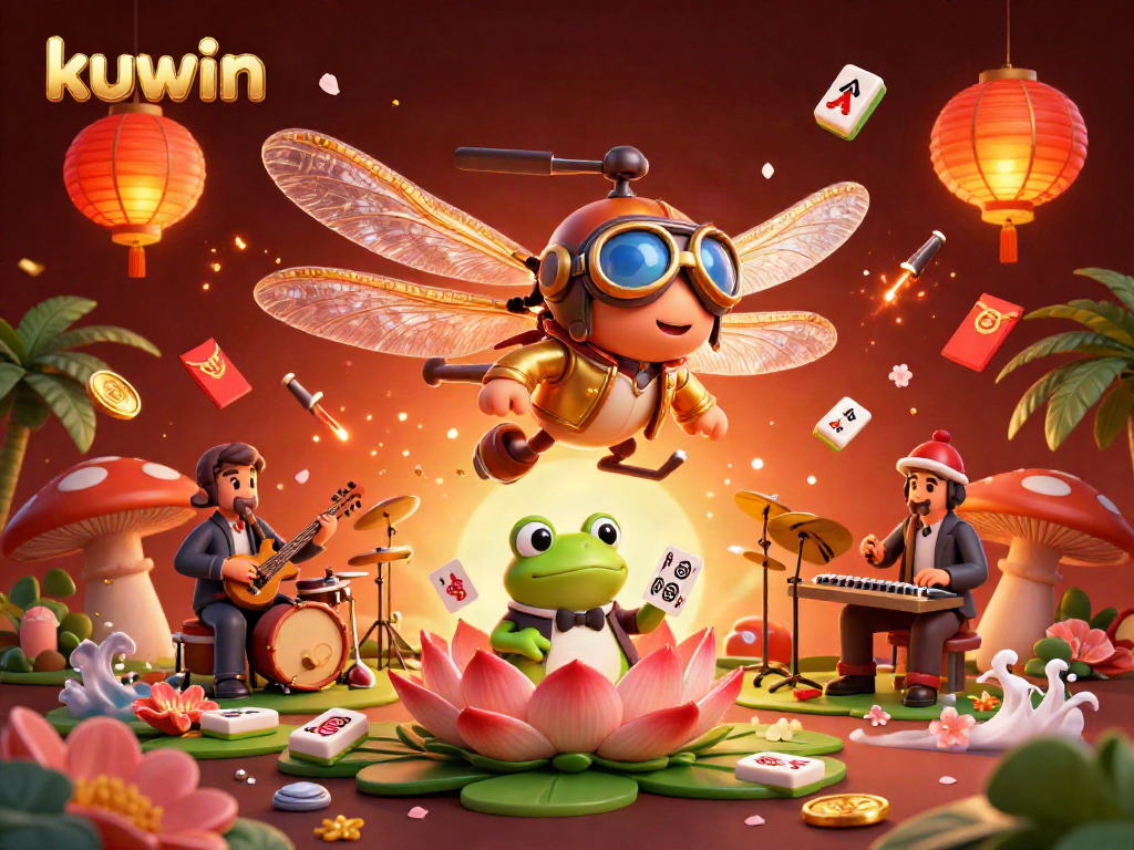 Engage with kuwin in a vibrant casino scene featuring unique characters and dynamic gambling elements.