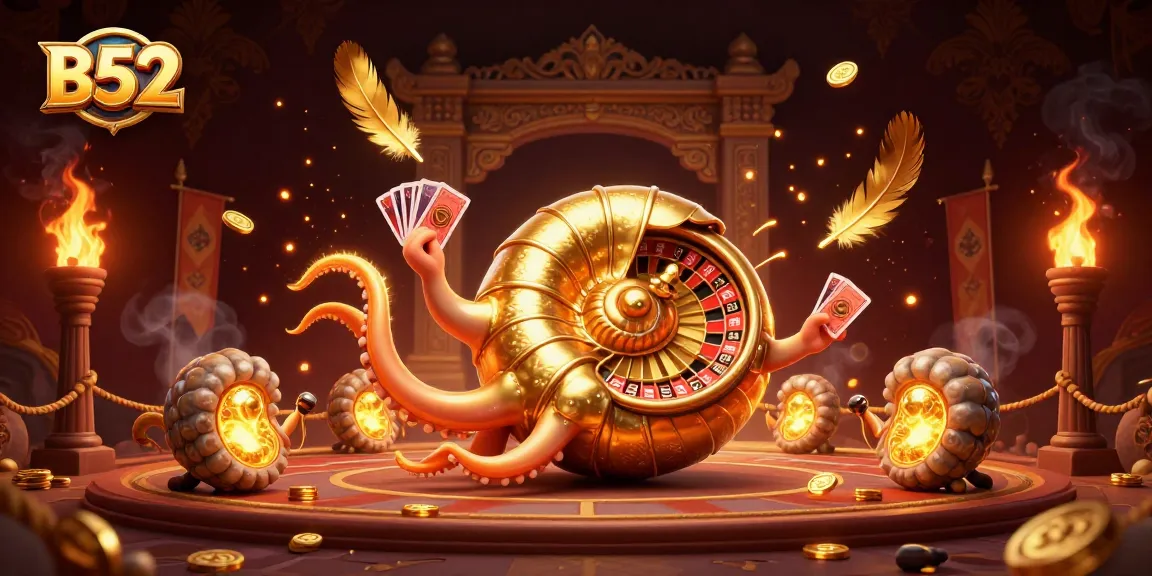 Experience high-stakes gameplay with B52 in this vibrant casino-themed 3D illustration.