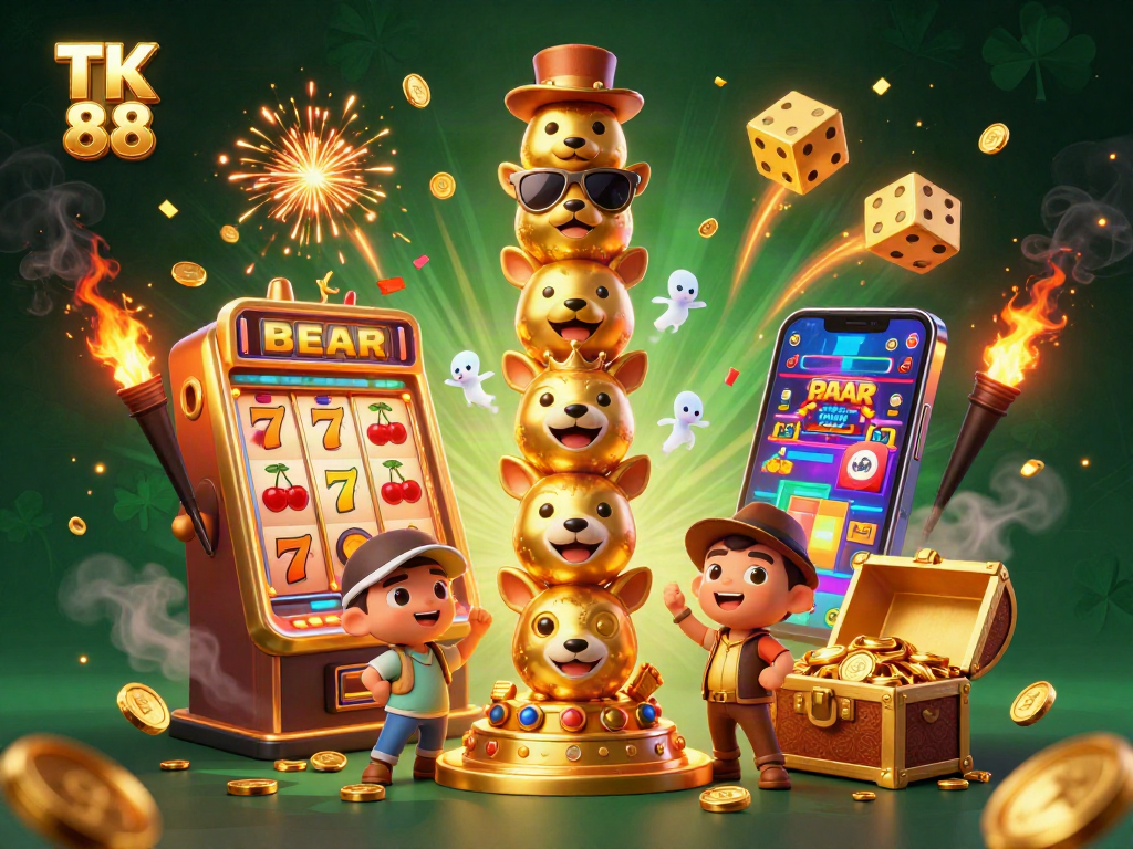 Experience the excitement of TK 88 Casino with vibrant 3D visuals and a jackpot explosion in an engaging gaming environment.