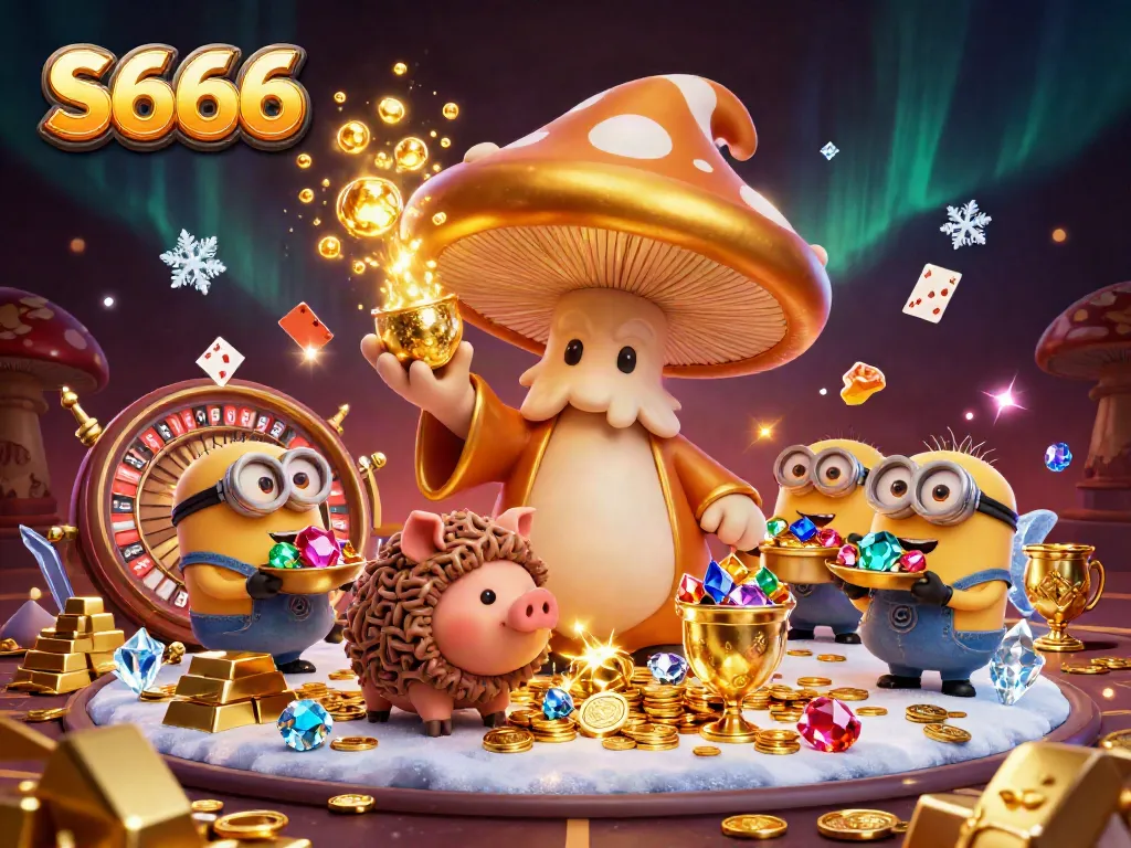 Play live casino games at S666 with vibrant characters turning everything to gold in a magical scene.