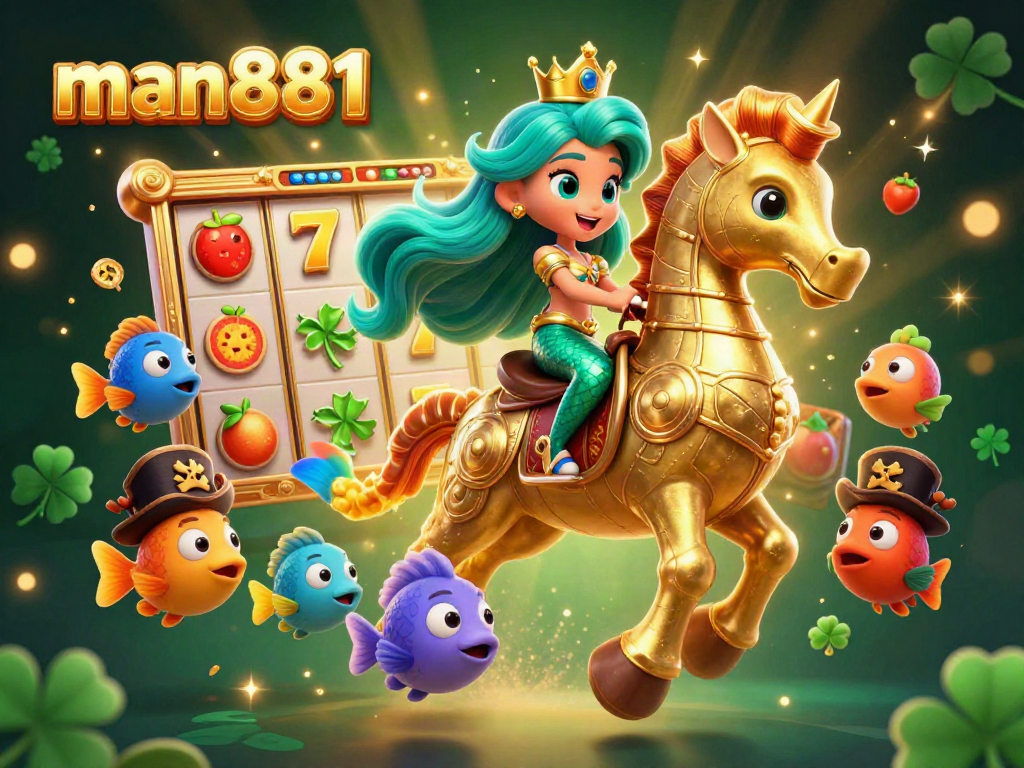 Experience thrilling slots at man881 with a vibrant mermaid-themed casino illustration.