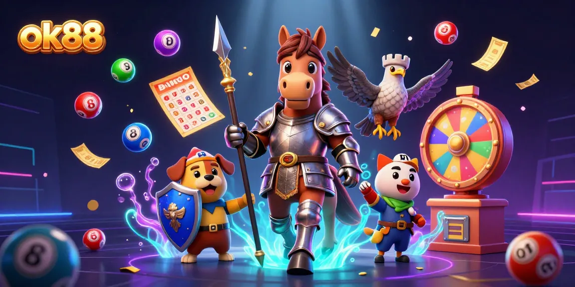 Engage with ok88 as colorful lottery balls and dynamic elements enhance an exciting 3D casino scene