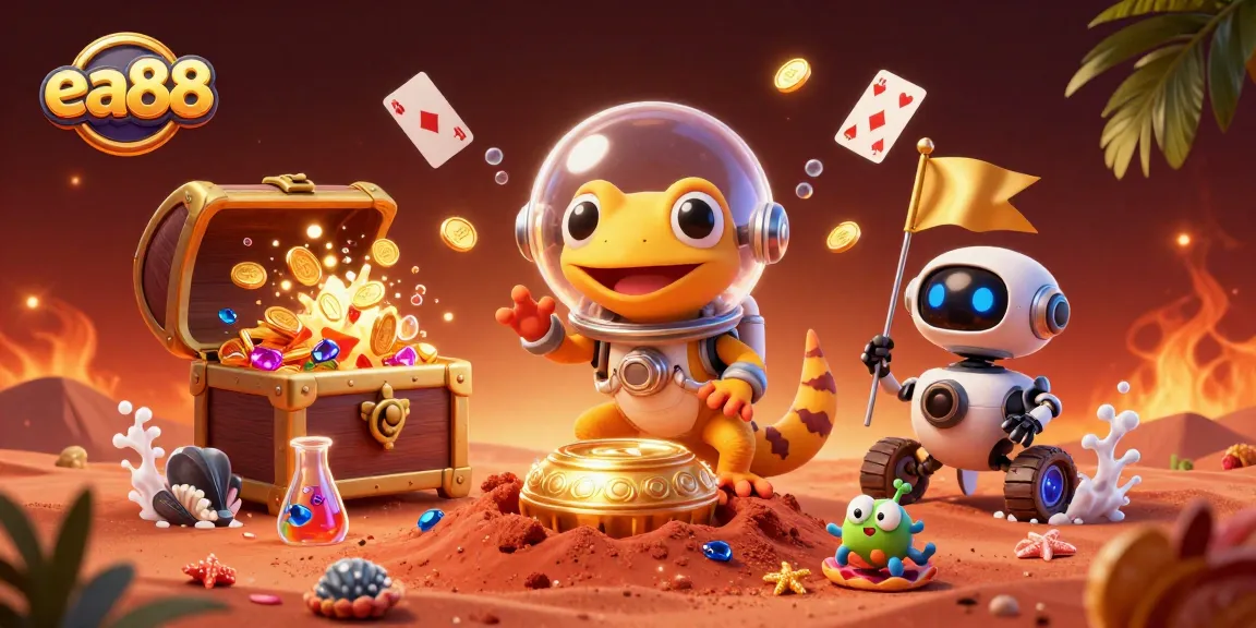 Experience thrilling gameplay at ea88 with a stunning Martian casino illustration showcasing vibrant gambling elements.