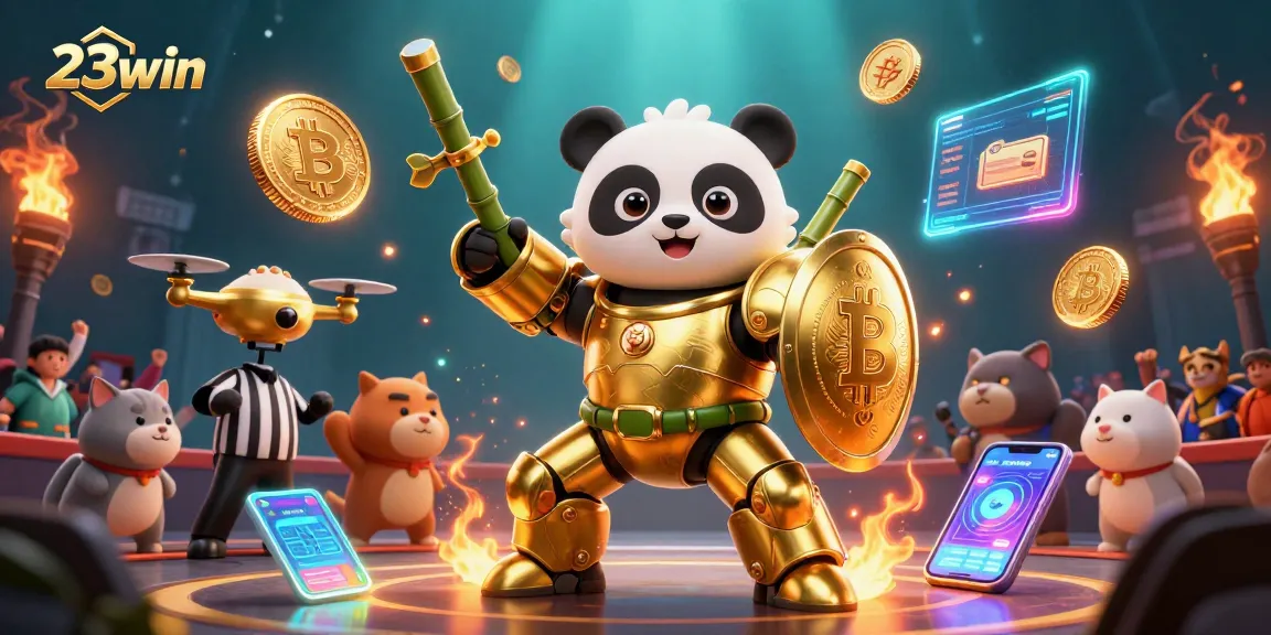 Engage with 23win's vibrant 3D gaming scene featuring action-packed casino battles.