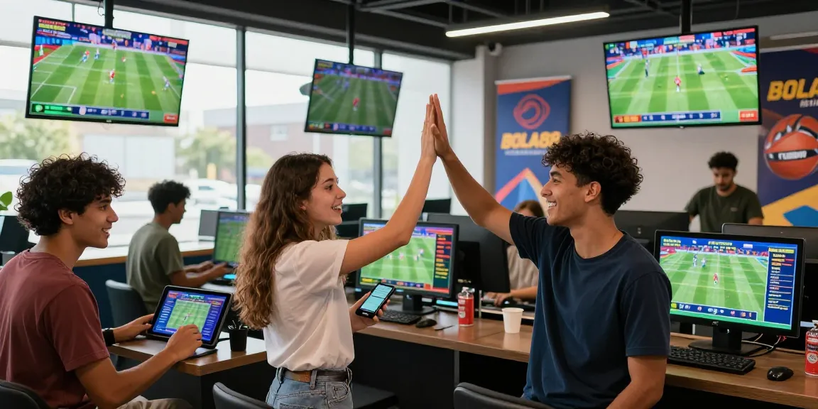 BOLA88 sports betting excitement in a vibrant lounge with live events.