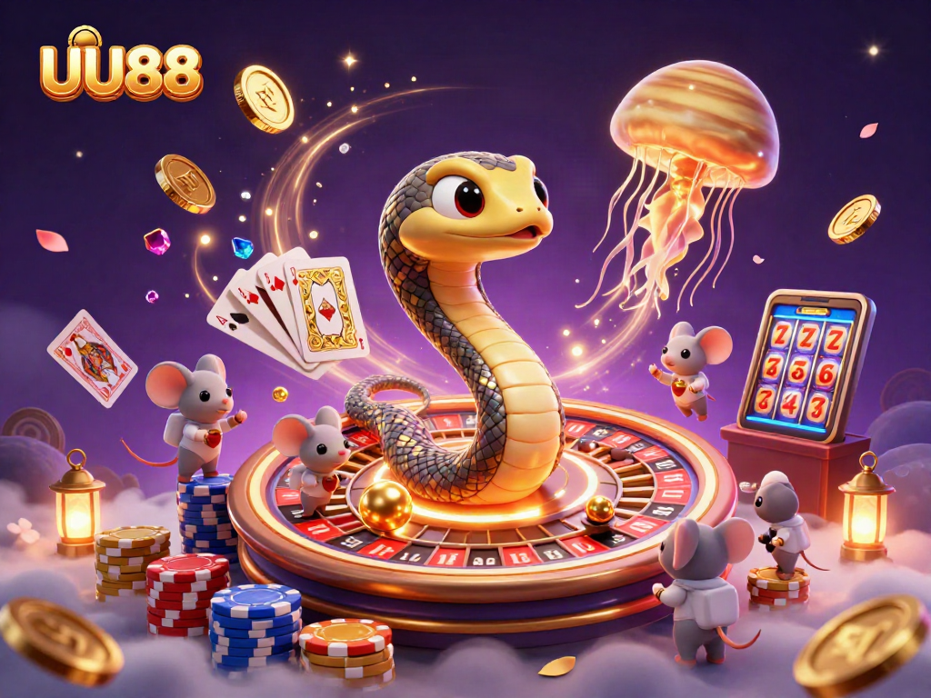 Engage with UU88's vibrant cosmic casino scene featuring winning plays in a dynamic 3D environment.