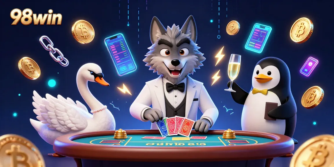 Experience thrilling gameplay at 98win as the wolf plays baccarat with glamour and style!