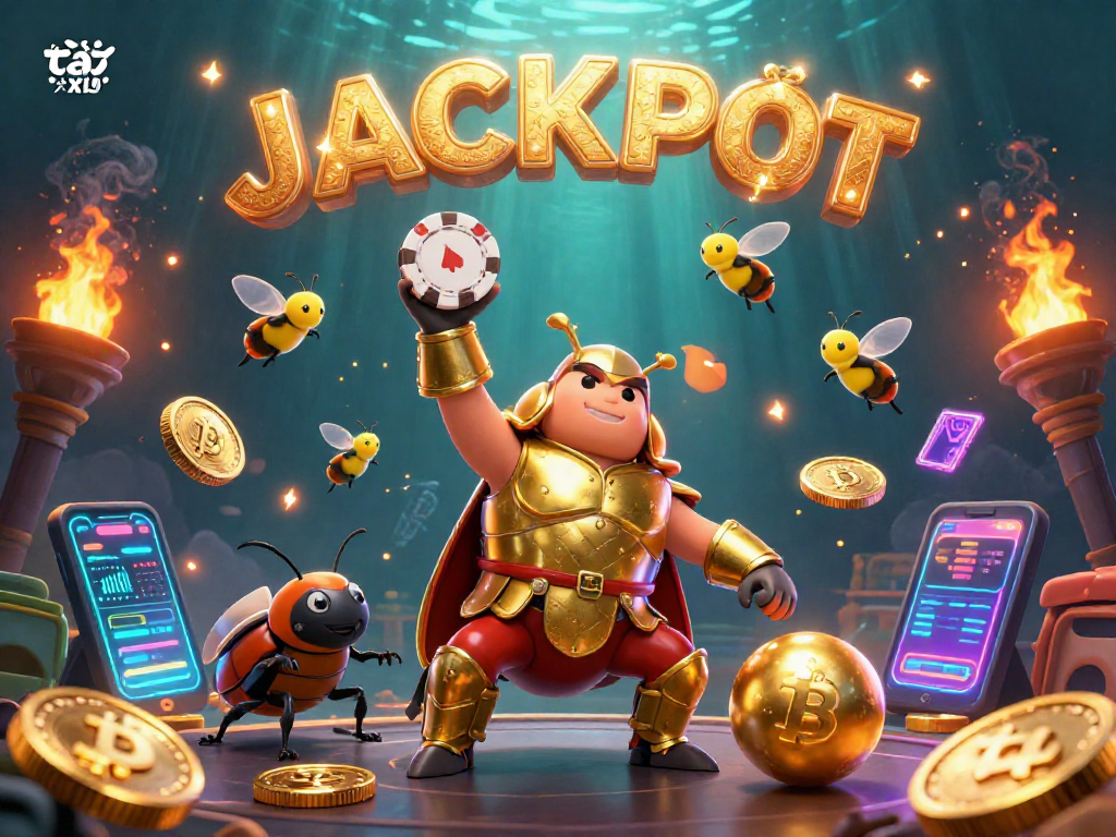 Experience thrilling gameplay with tài xỉu as 3D characters celebrate a jackpot in this vibrant casino scene.