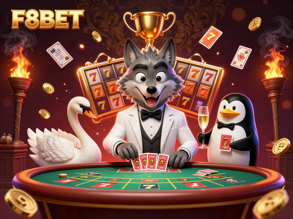Experience thrilling gameplay at F8BET with vibrant characters and dynamic gambling elements in a luxurious ambiance.