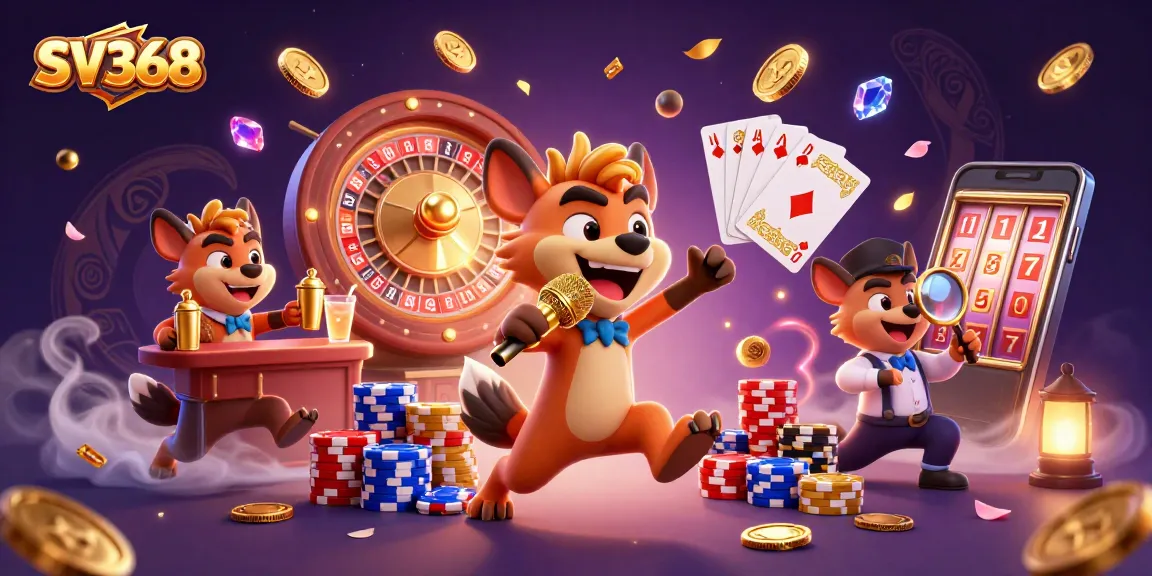 Experience laughter and excitement at SV368's comedy casino with animated hyenas in action.