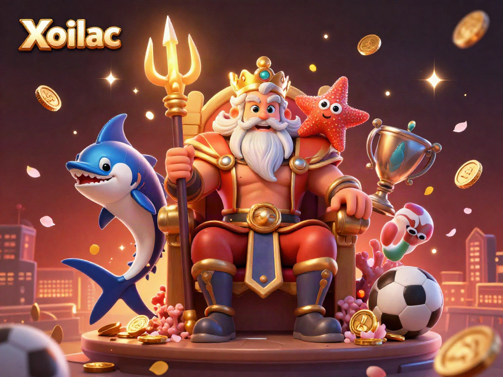 Experience the excitement of Xoilac with a vibrant, dynamic sports betting scene featuring Neptune and friends.