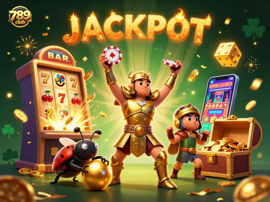 Engage with 789club's thrilling jackpot scene featuring dynamic characters and vibrant casino elements.