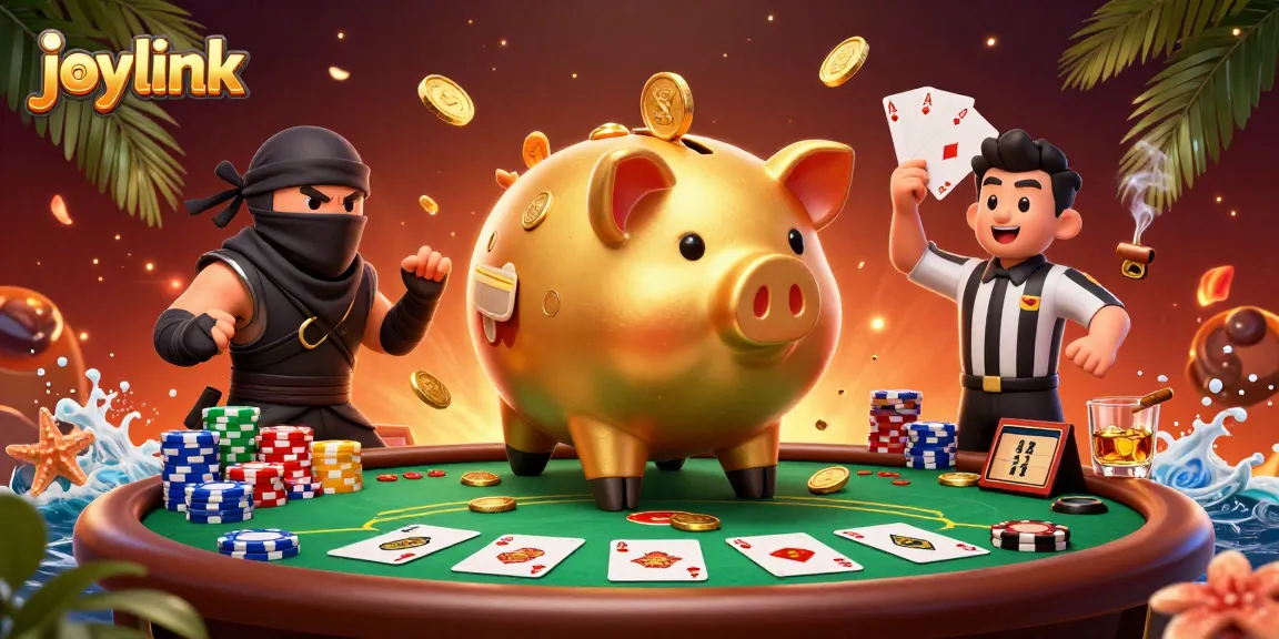 Engage with joylink's 3D characters in a vibrant casino scene showcasing dynamic poker action.